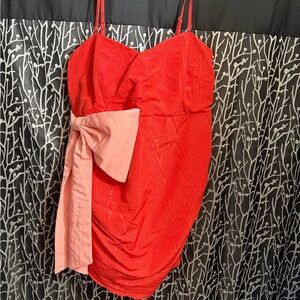 Elegant Red Mini Dress with Bow Accent